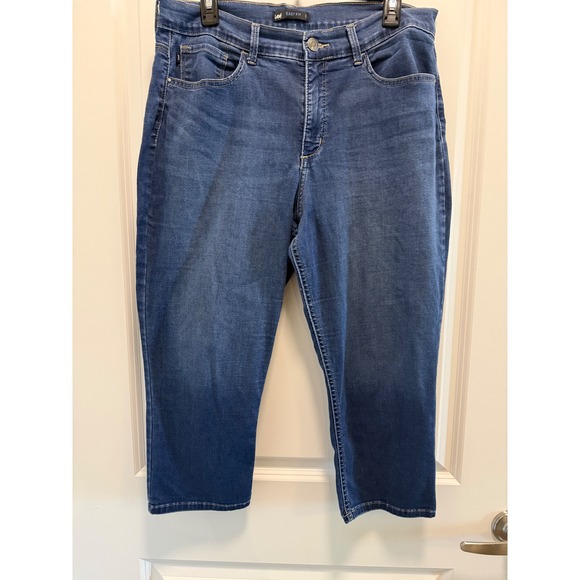 Lee Pants - Lee Easy Fit Cropped Capri Jeans Medium Wash‎ Blue Stretch Size 16M